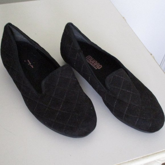 Munro American Womens Black Suede Diamond Stitch Casual Loafer - Size 5.5WW - Picture 2 of 9